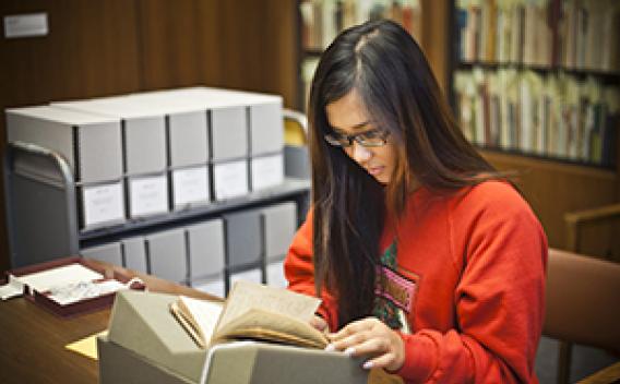 Image of student in the archive