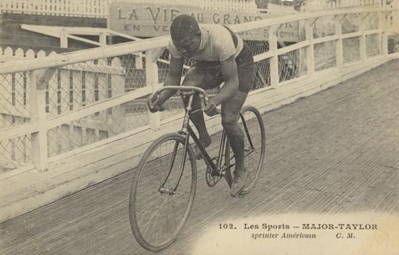 Major Taylor (1878-1932), African American world champion cyclist, circa 1910