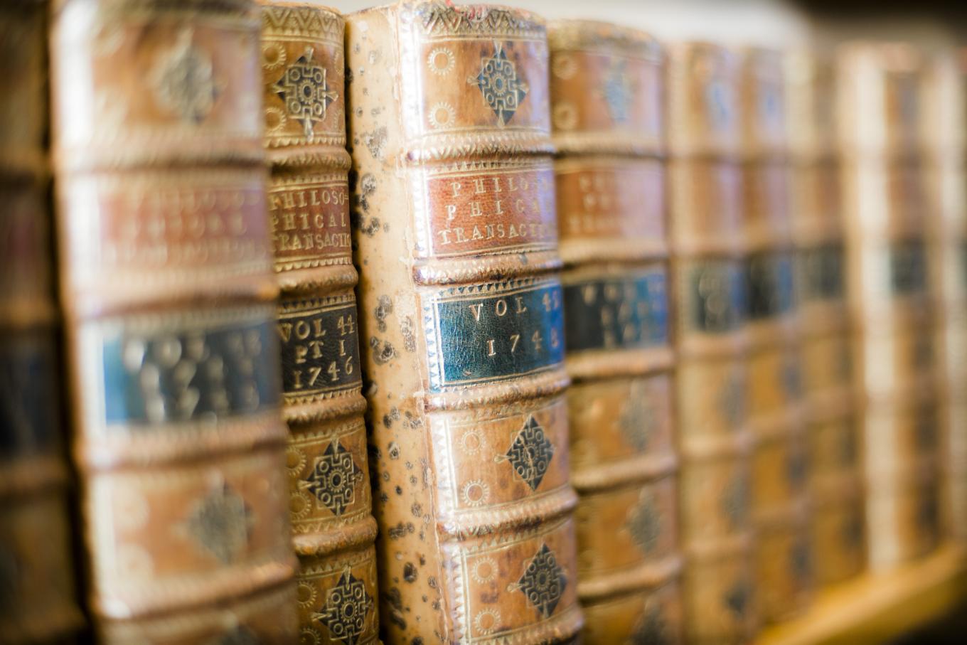 Antique book spines.